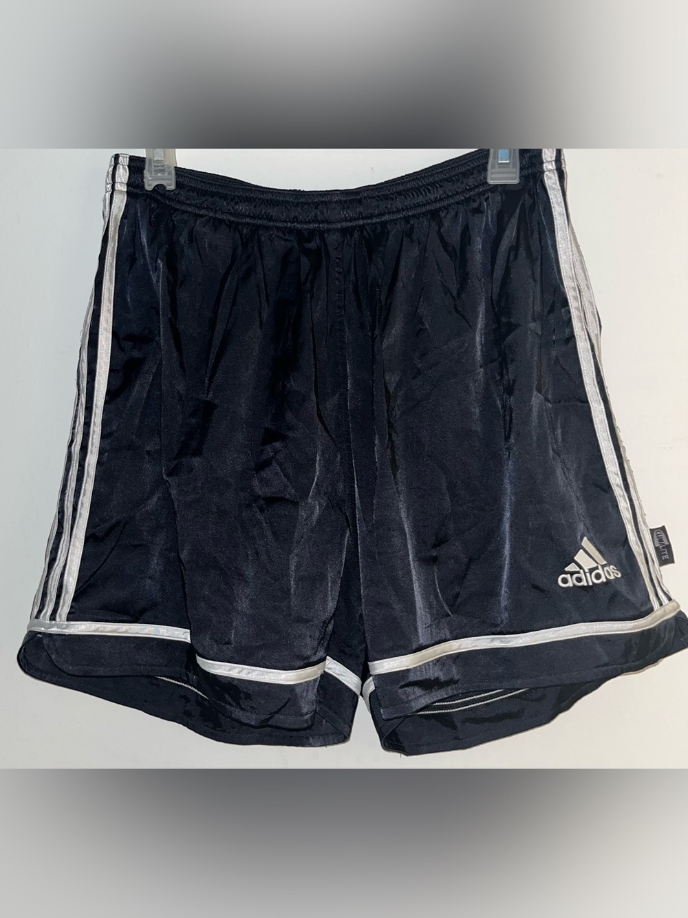 adidas Black Athletic Shorts with White Stripe Trim